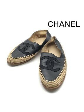 Chanel Shoes CC Logo Espadrilles Slip on Black